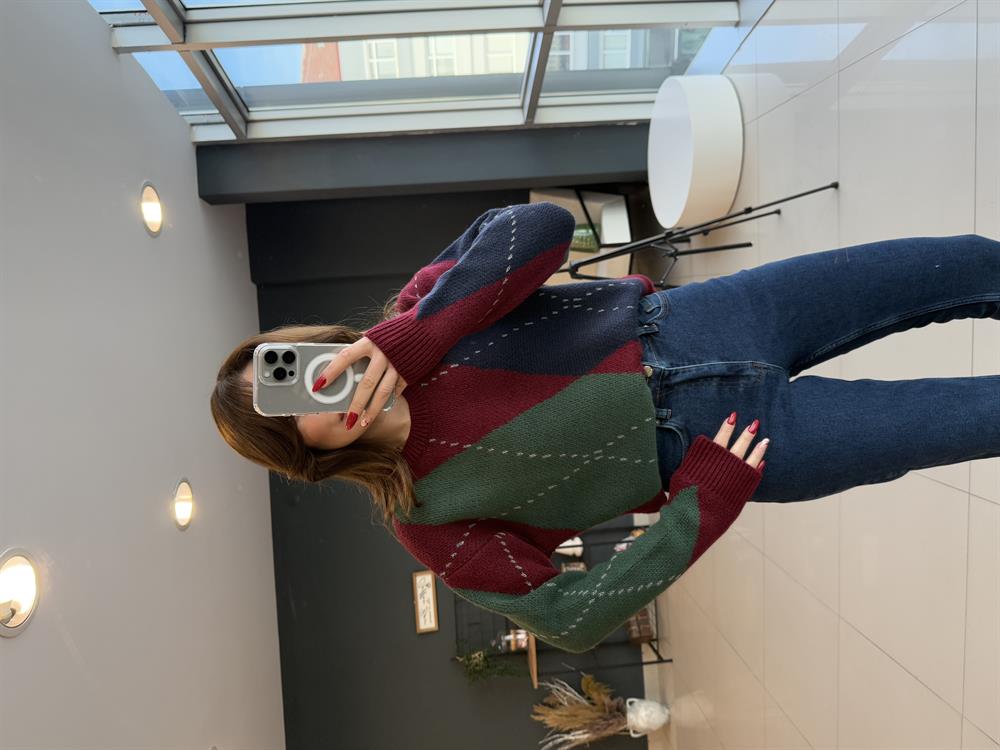 Baklava Desen Kazak Bordo