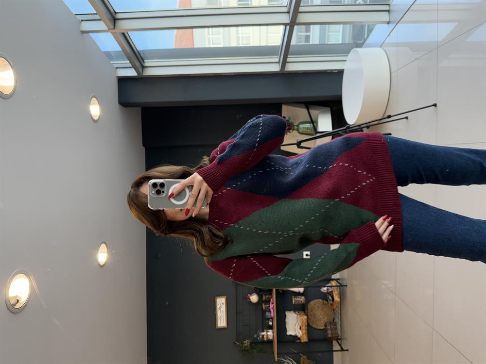 Baklava Desen Kazak Bordo