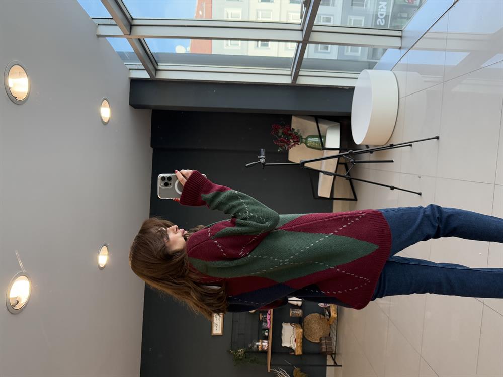 Baklava Desen Kazak Bordo