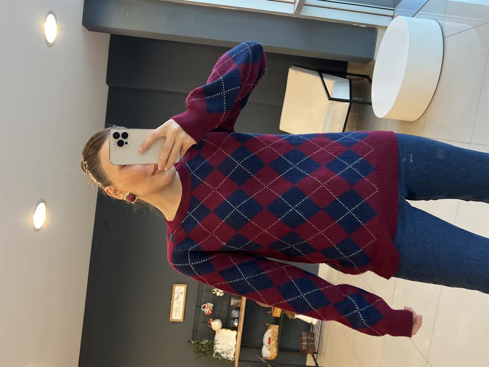 Baklava Desen Kazak Bordo