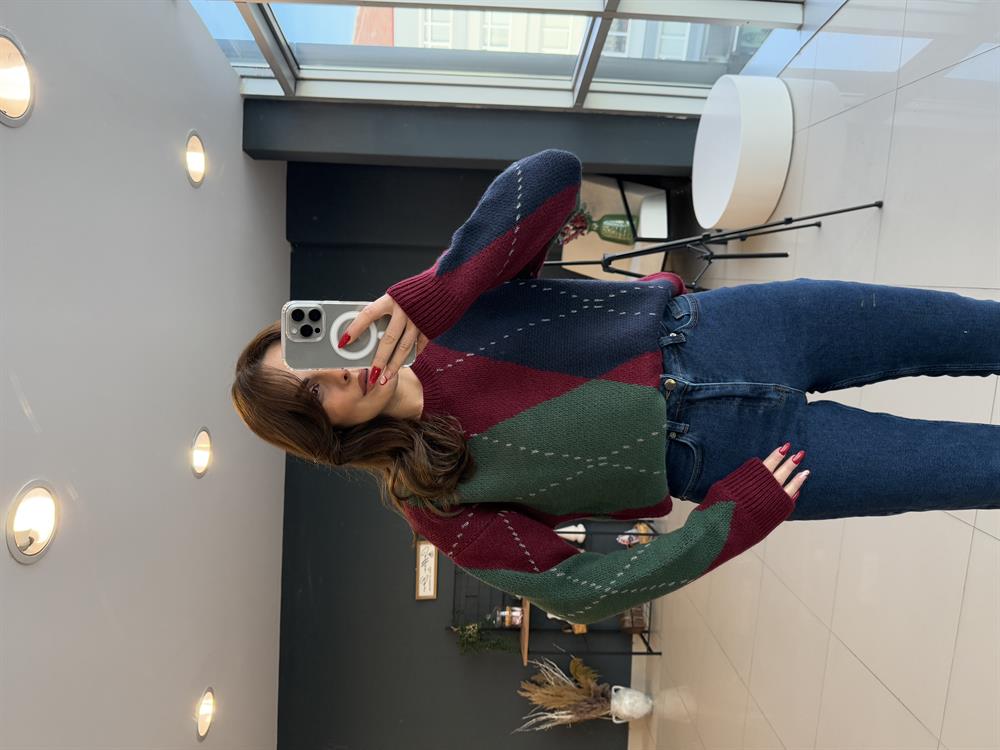 Baklava Desen Kazak Bordo