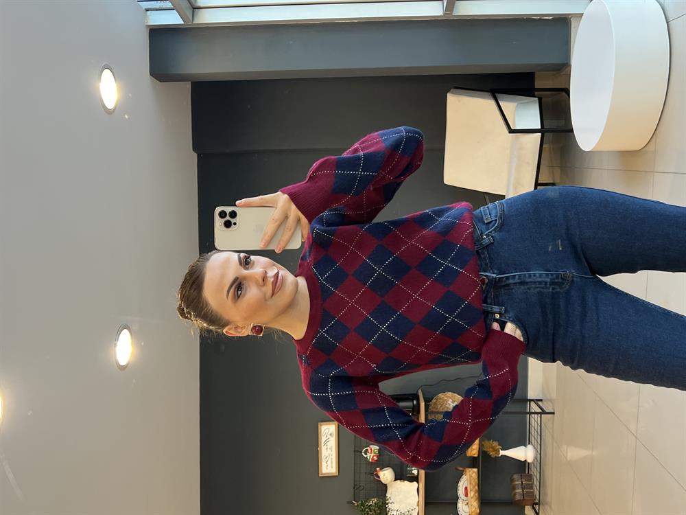 Baklava Desen Kazak Bordo