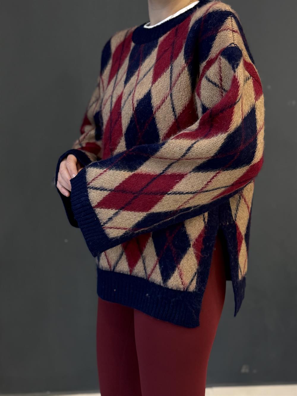 Baklava Desen Kazak Bordo