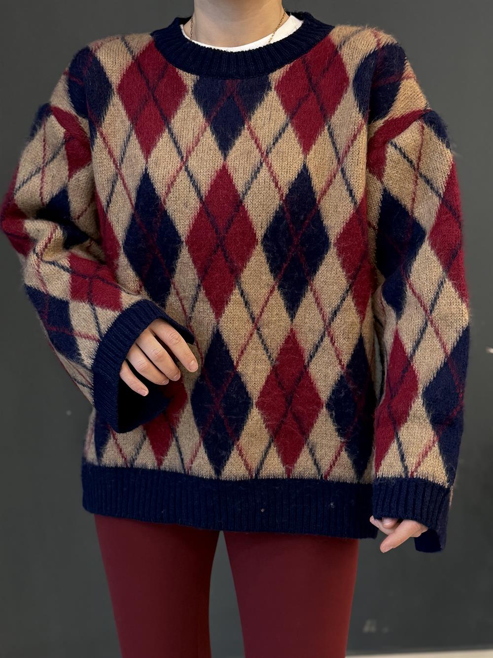 Baklava Desen Kazak Bordo