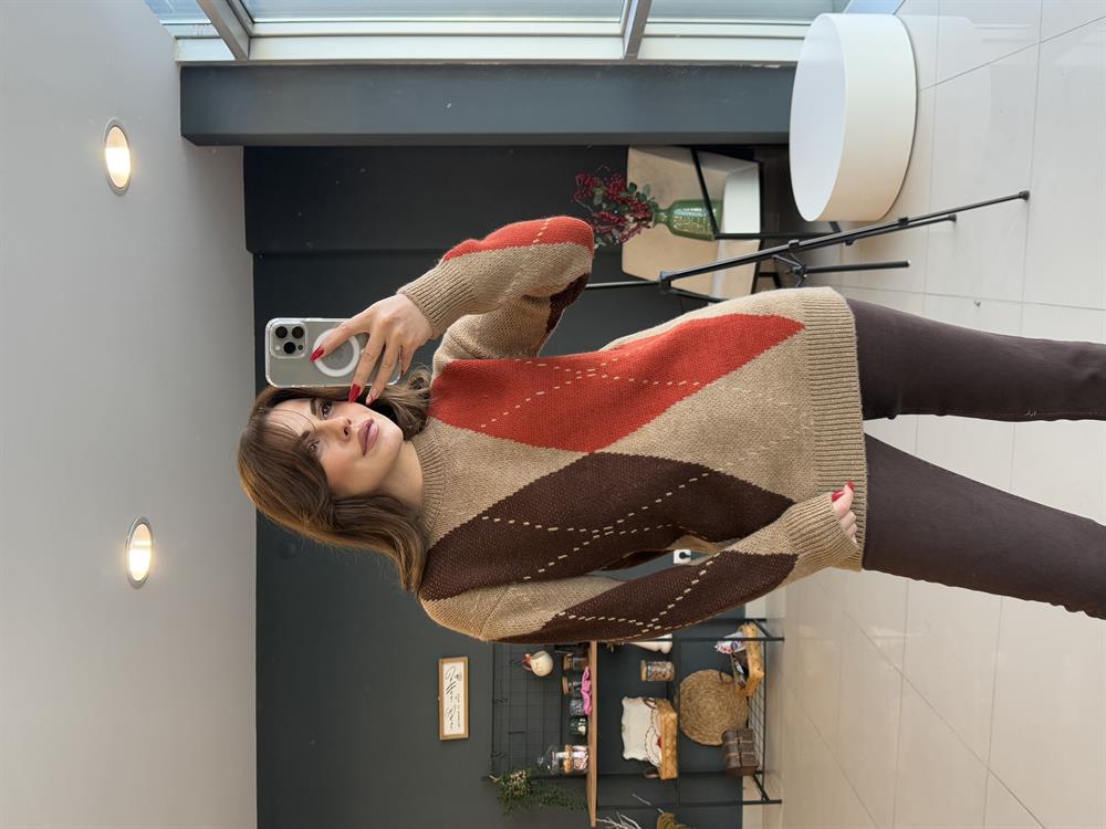 Baklava Desen Kazak Kahve