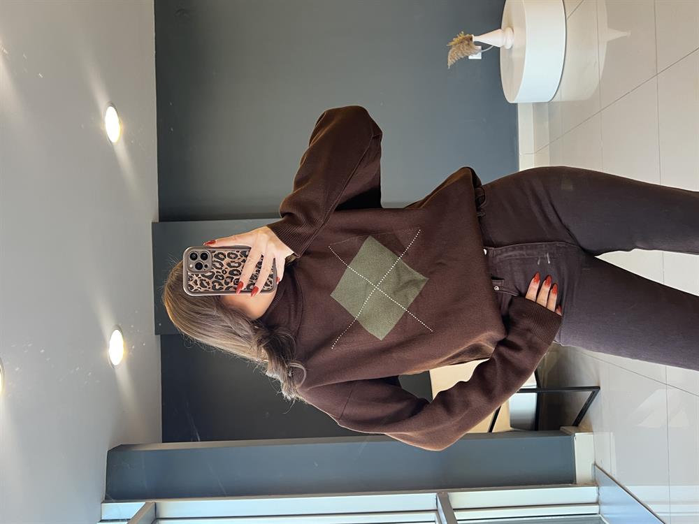 Baklava Desen Kazak Kahve