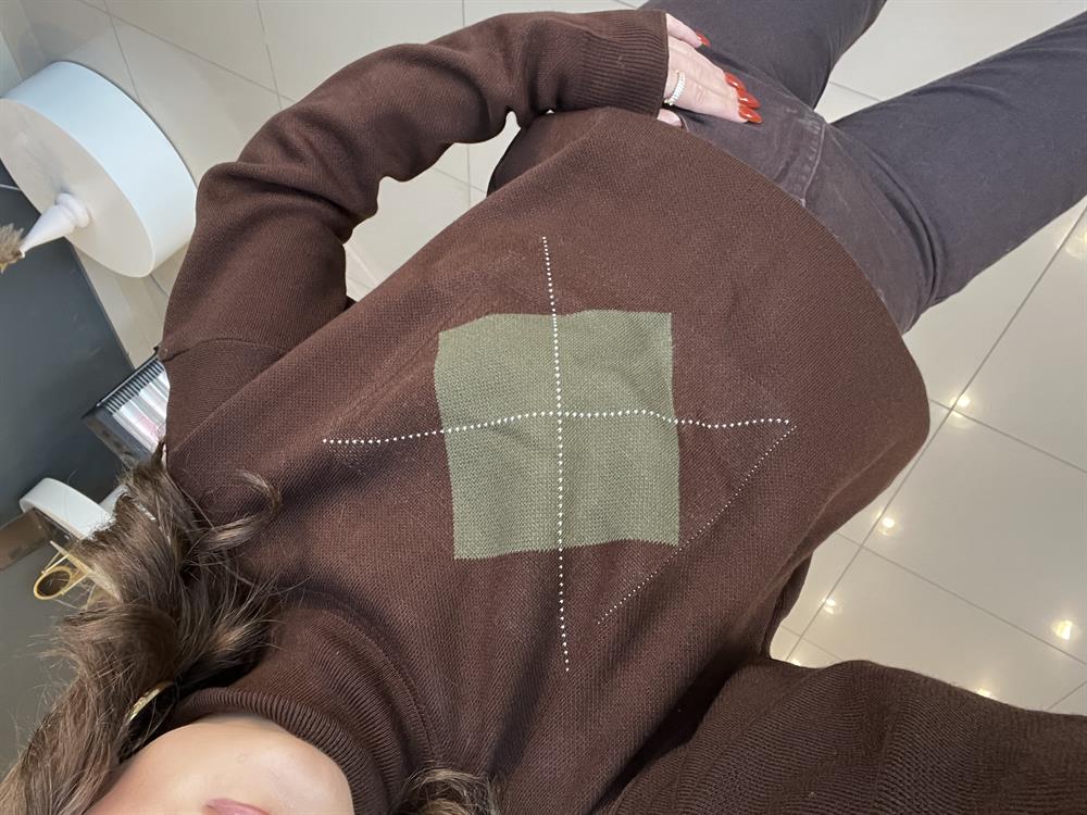 Baklava Desen Kazak Kahve