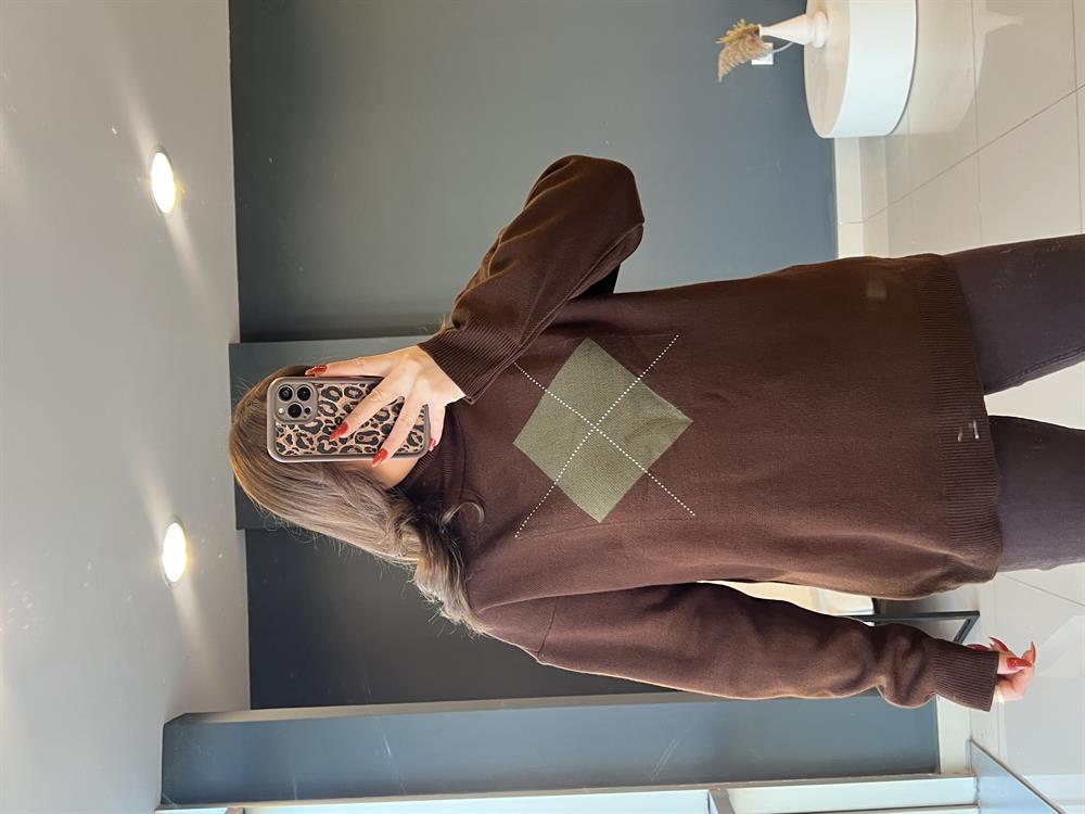 Baklava Desen Kazak Kahve