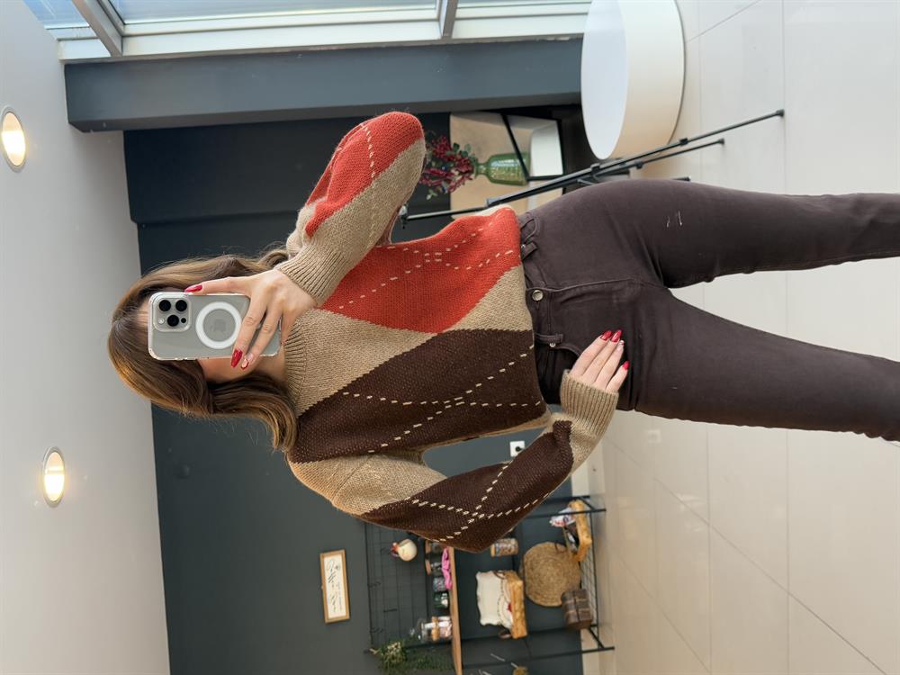 Baklava Desen Kazak Kahve