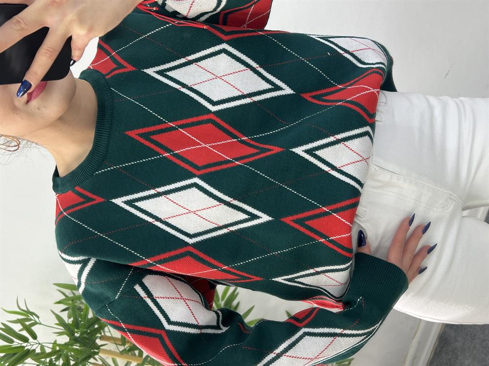 Baklava Desen Kazak Yeşi̇l