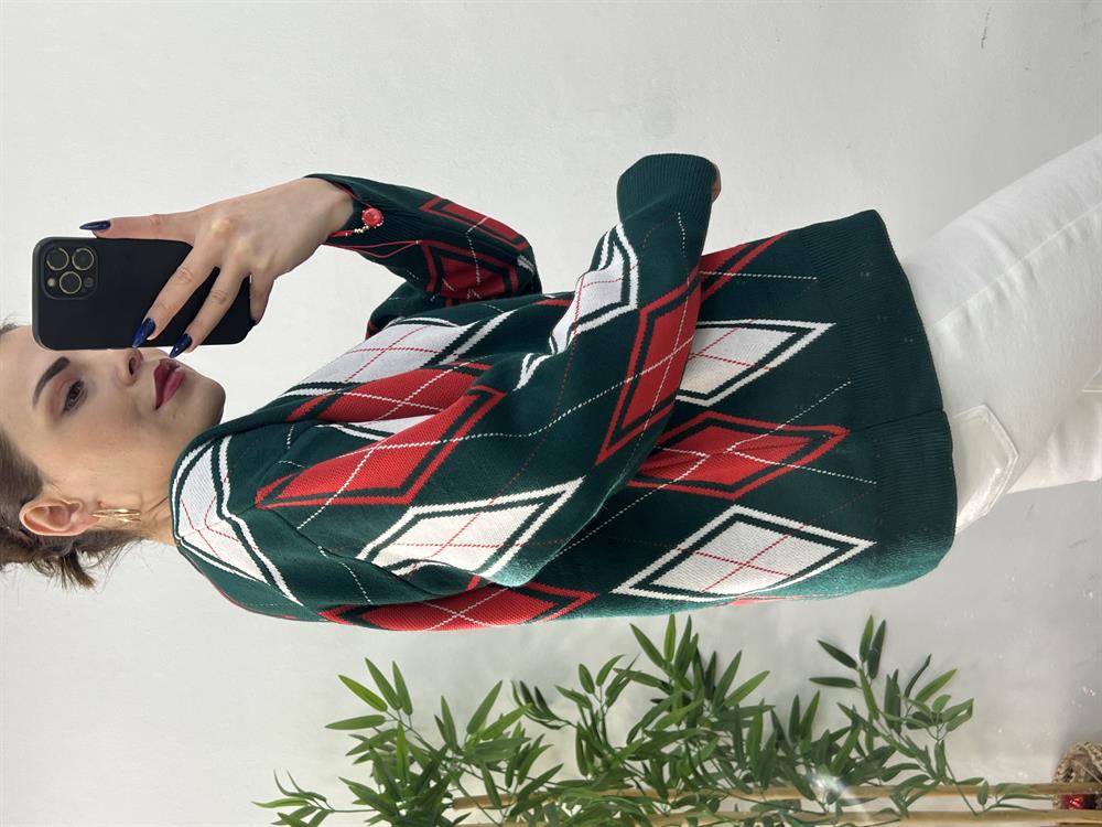 Baklava Desen Kazak Yeşi̇l