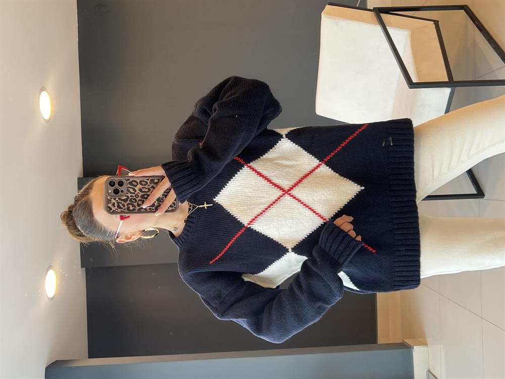 Baklava Desen Laci̇vert Kazak