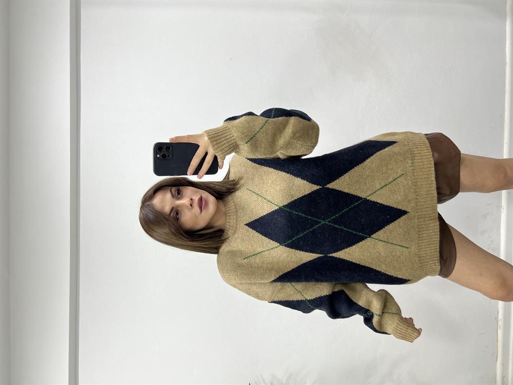 Baklava Desen Vi̇zon Kazak