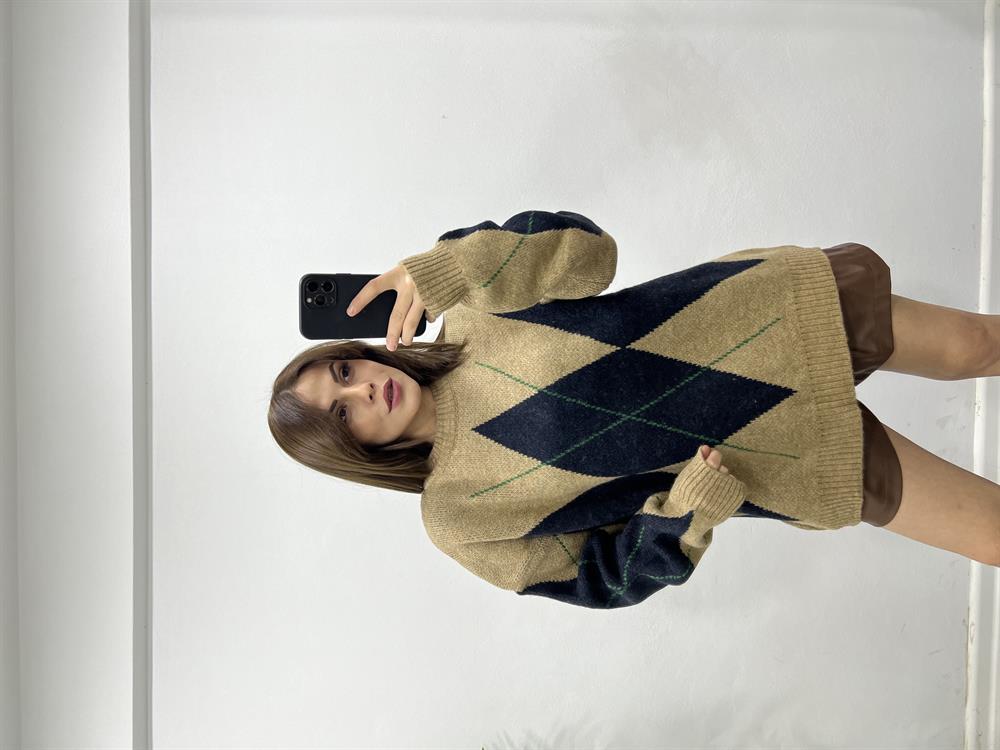 Baklava Desen Vi̇zon Kazak