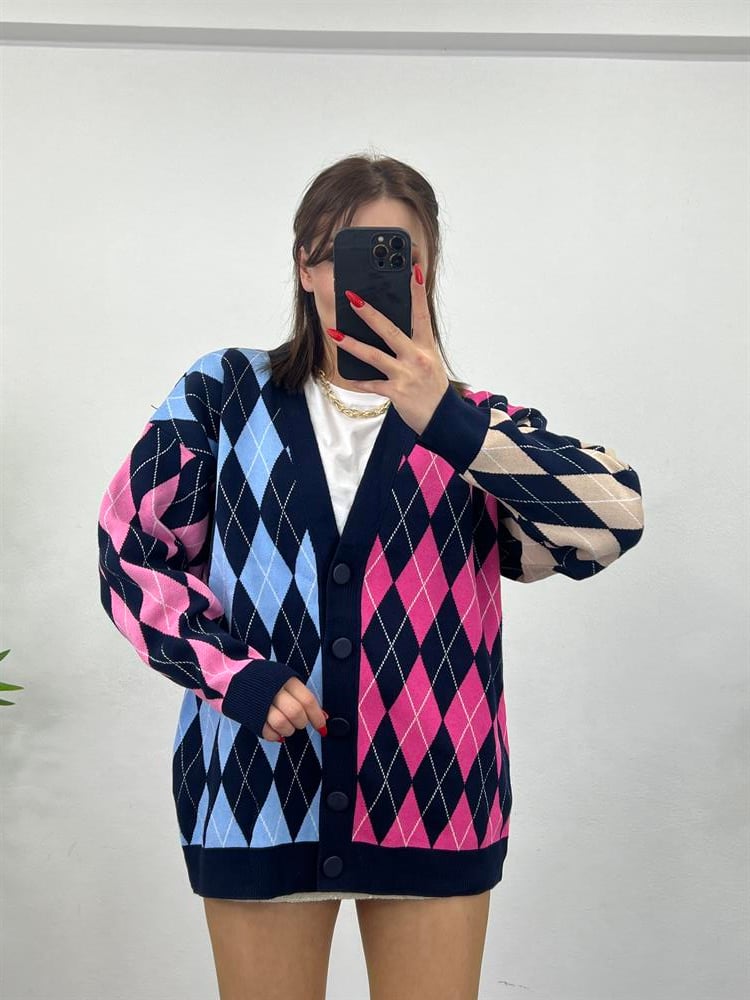 Baklava Desenli̇ Renkli̇ Hirka Laci̇vert