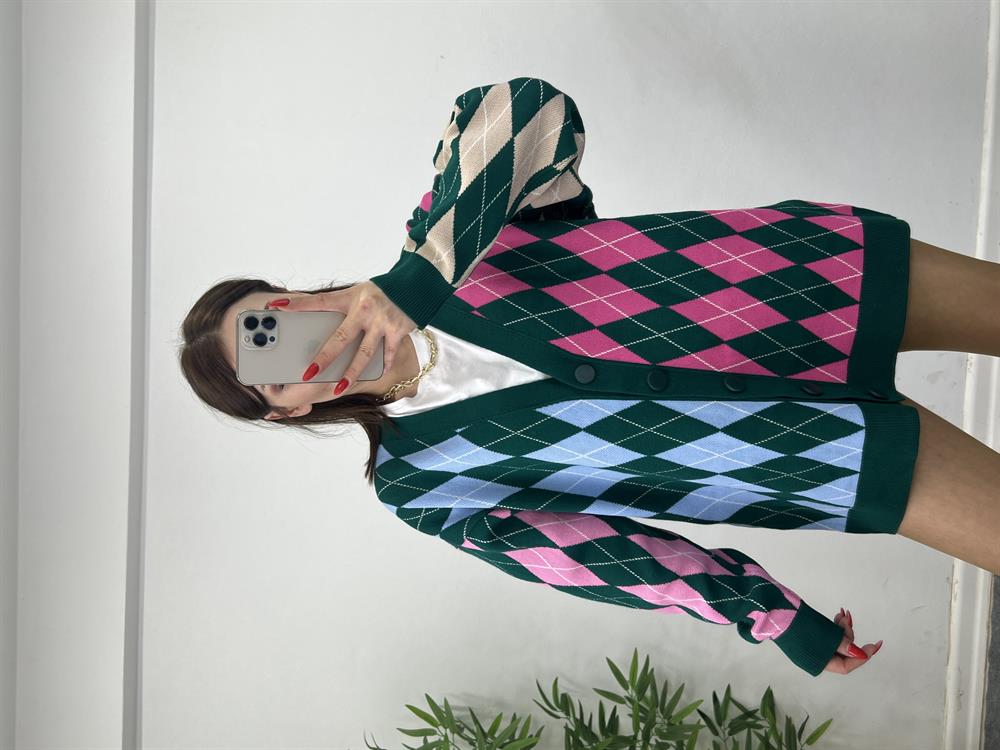 Baklava Desenli̇ Renkli̇ Hirka Yeşi̇l