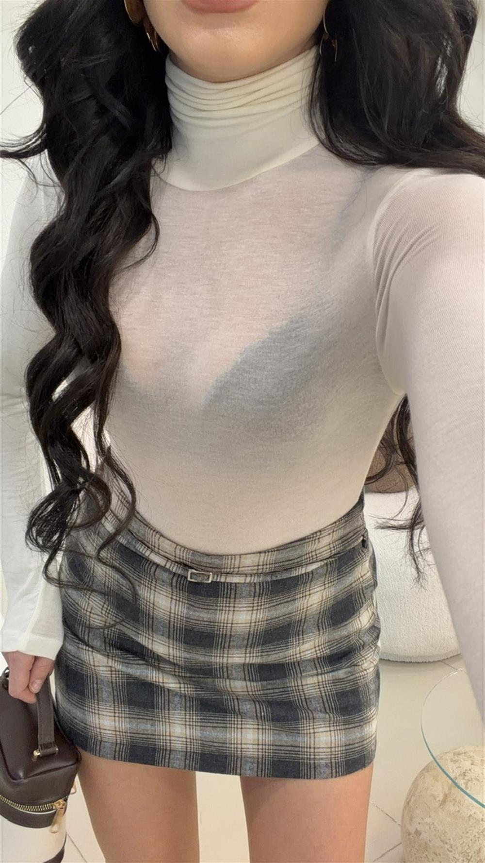 BALIKÇI YAKA TRANSPARAN BLUZ EKRU 