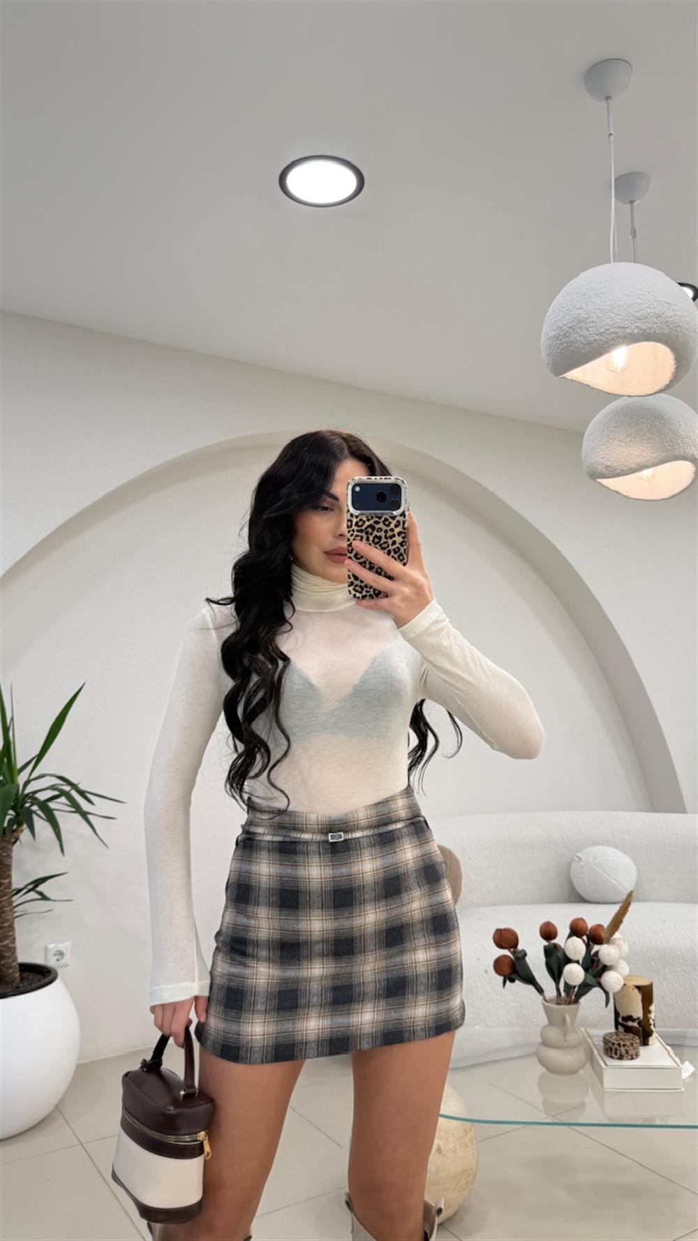 BALIKÇI YAKA TRANSPARAN BLUZ EKRU 