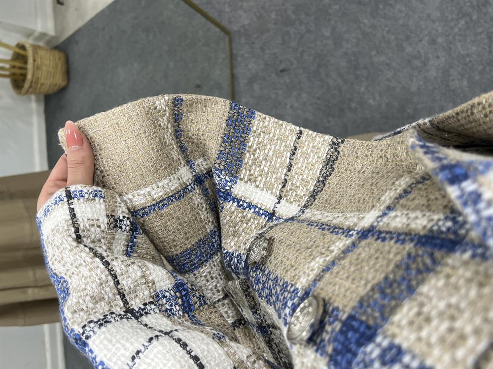 Bej Renk Ekose Desen Belazer Ceket