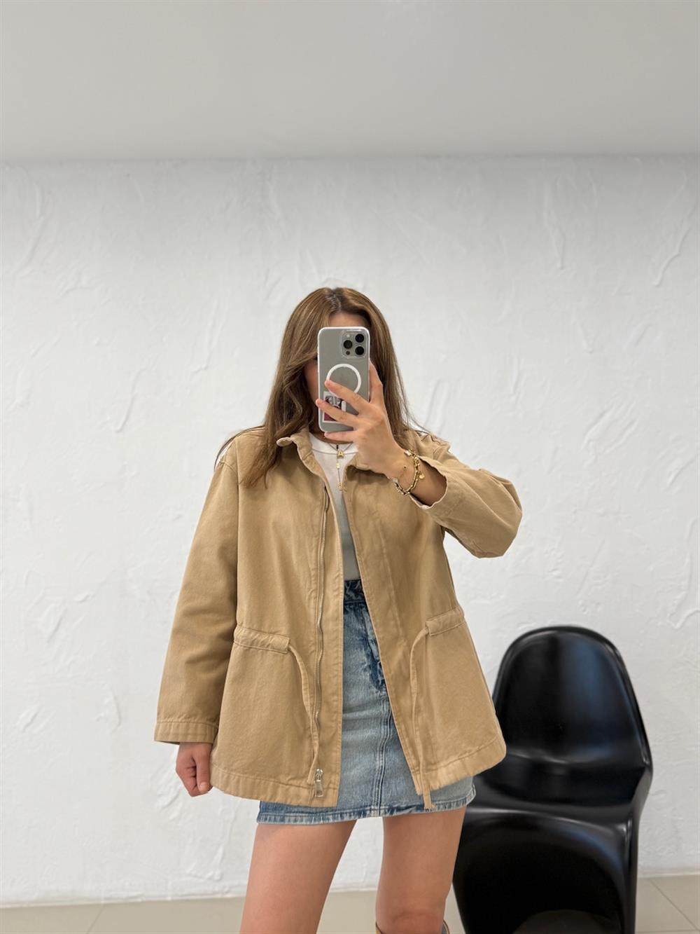 BEL BÜZGÜ DETAYLI KOT CEKET