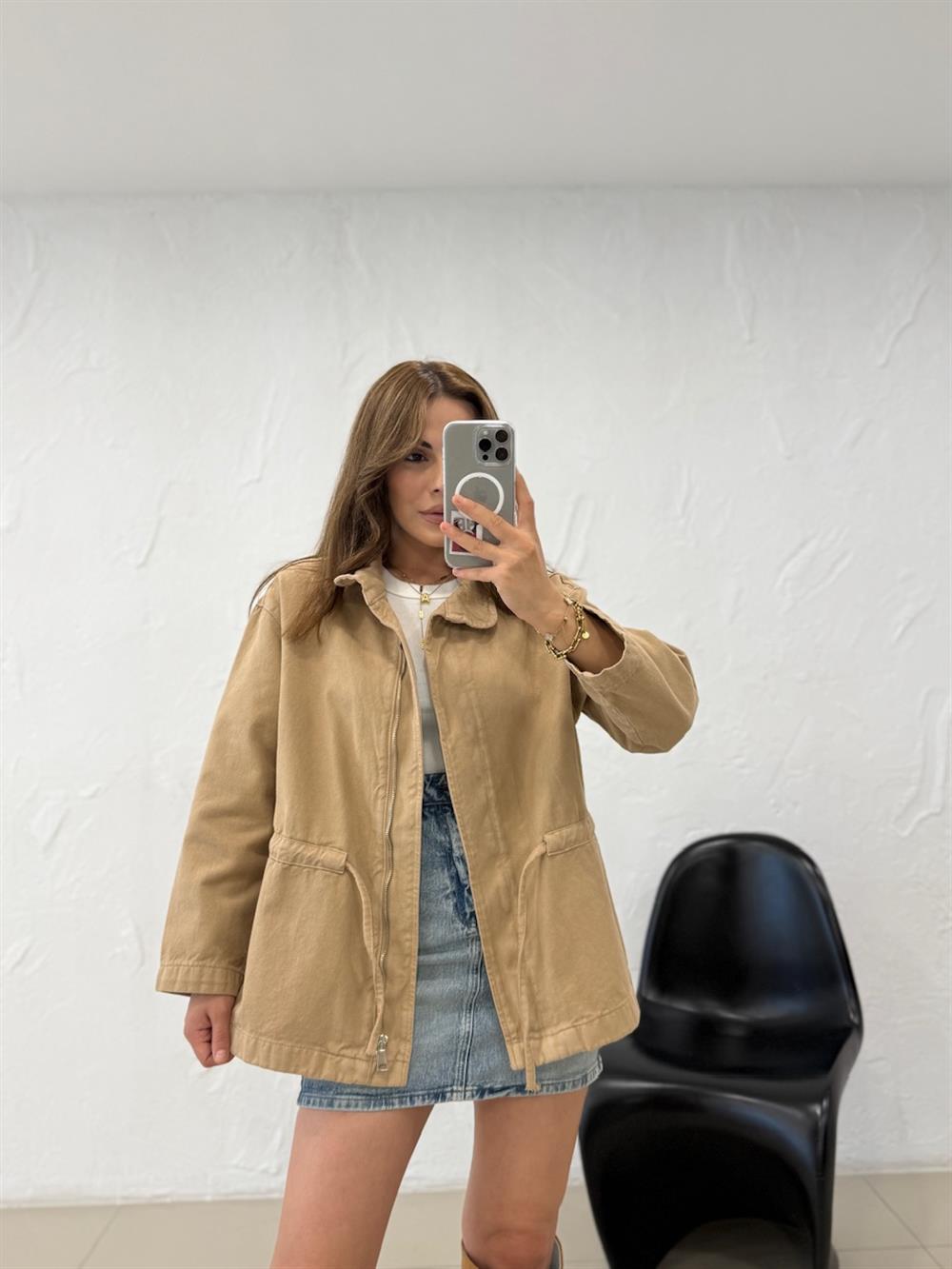 BEL BÜZGÜ DETAYLI KOT CEKET