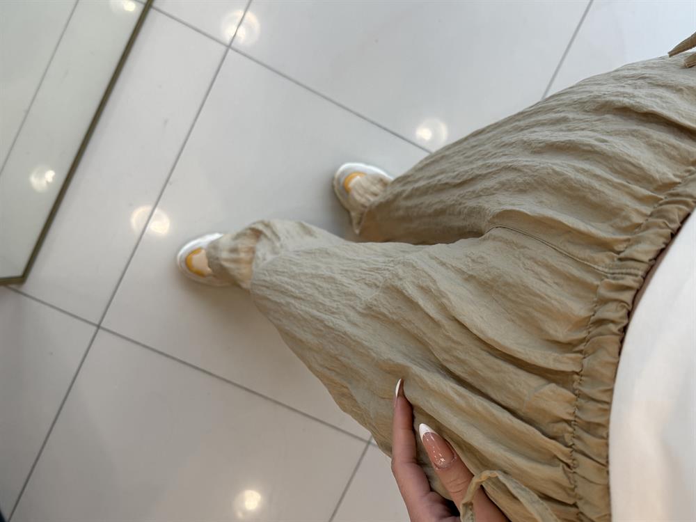 Belden Bağlamali Bol Paça Pantolon Camel