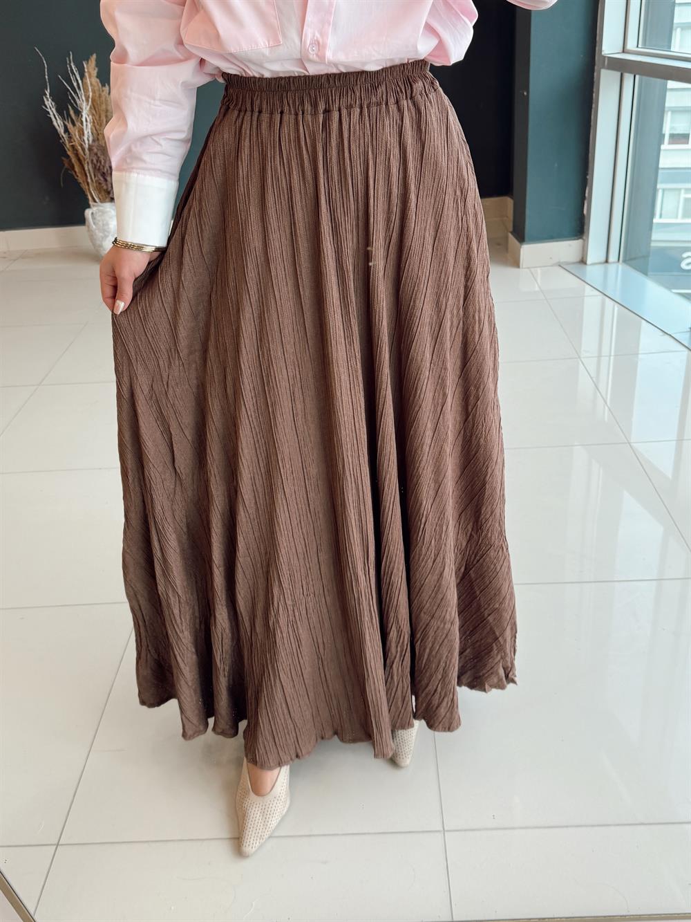 Beli̇ Lasti̇kli̇ Etek Kahve
