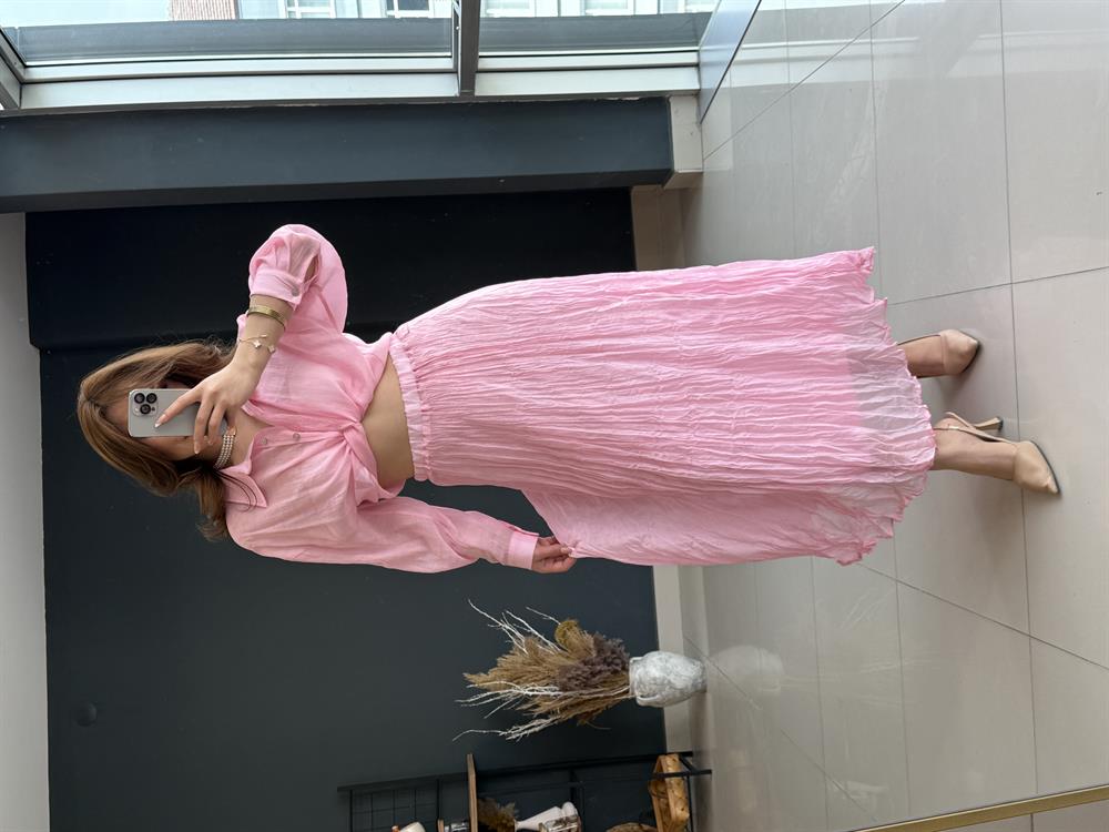 Beli̇ Lasti̇kli̇ Etek Pembe