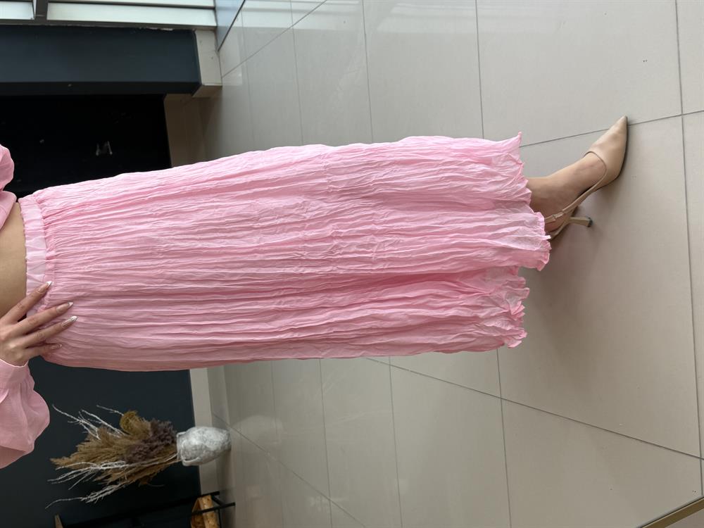 Beli̇ Lasti̇kli̇ Etek Pembe