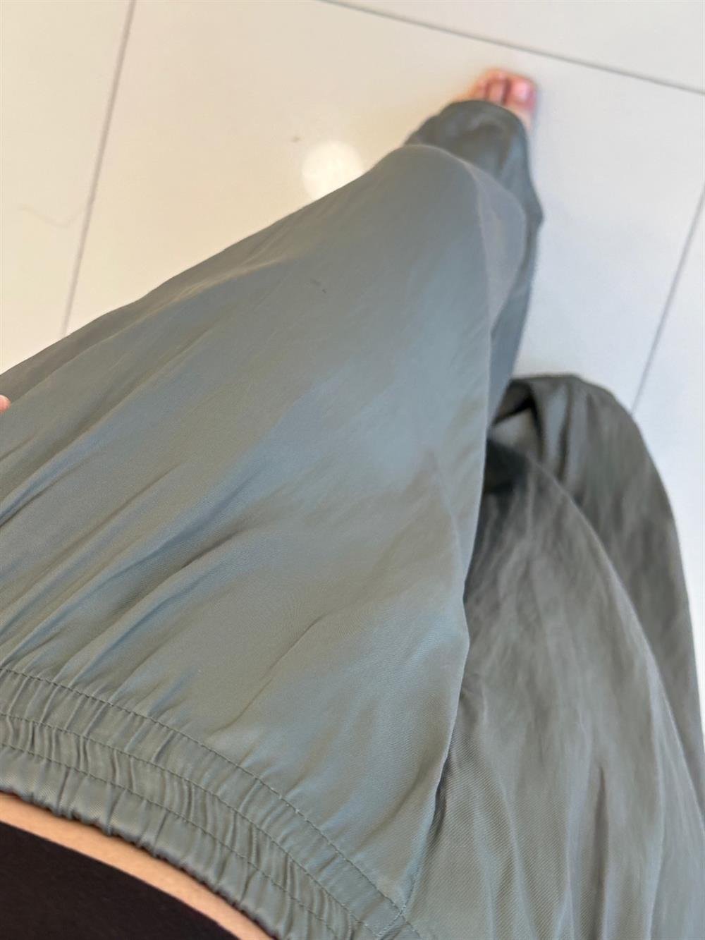 BELİ LASTİKLİ PAMUK SATEN BOL PANTOLON YEŞİL