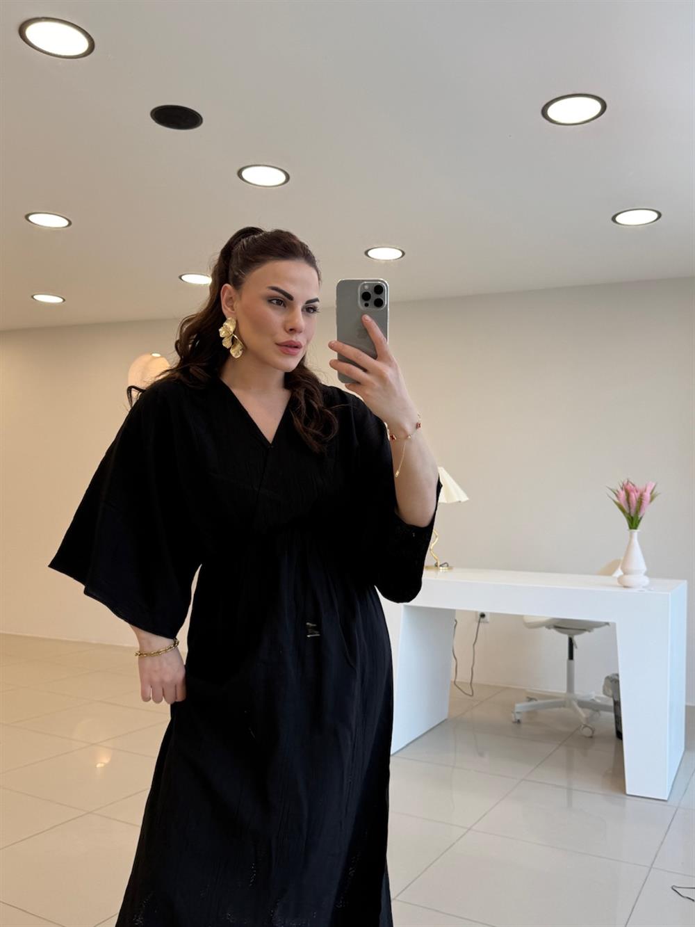 BELİ LASTİKLİ PREMİUM SERİ SİYAH  ELBİSE