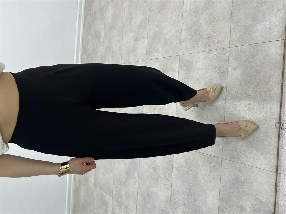 Beli̇ Lasti̇kli̇ Relax Şalvar Pantolon Si̇yah