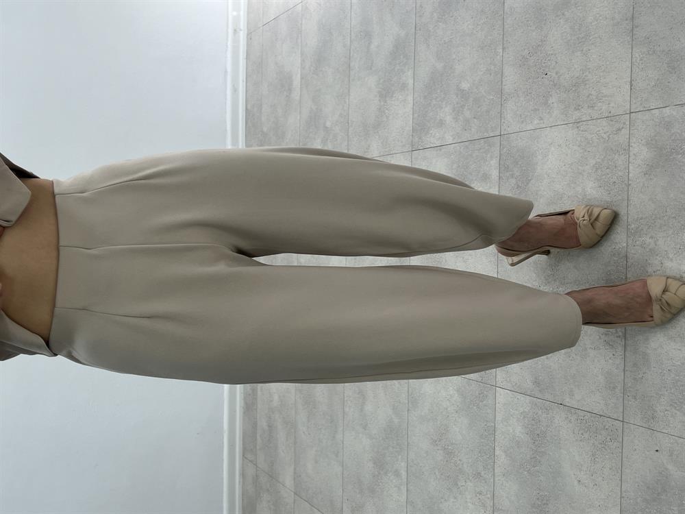 Beli̇ Lasti̇kli̇ Relax Şalvar Pantolon Taş