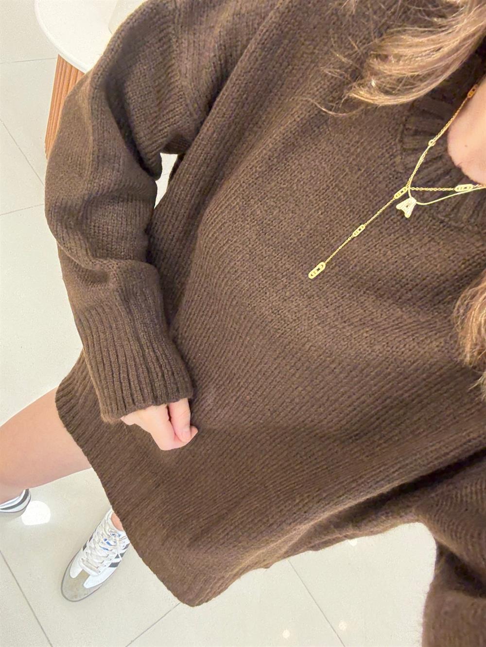 Bi̇si̇klet Yaka Kahve Basi̇c Kazak