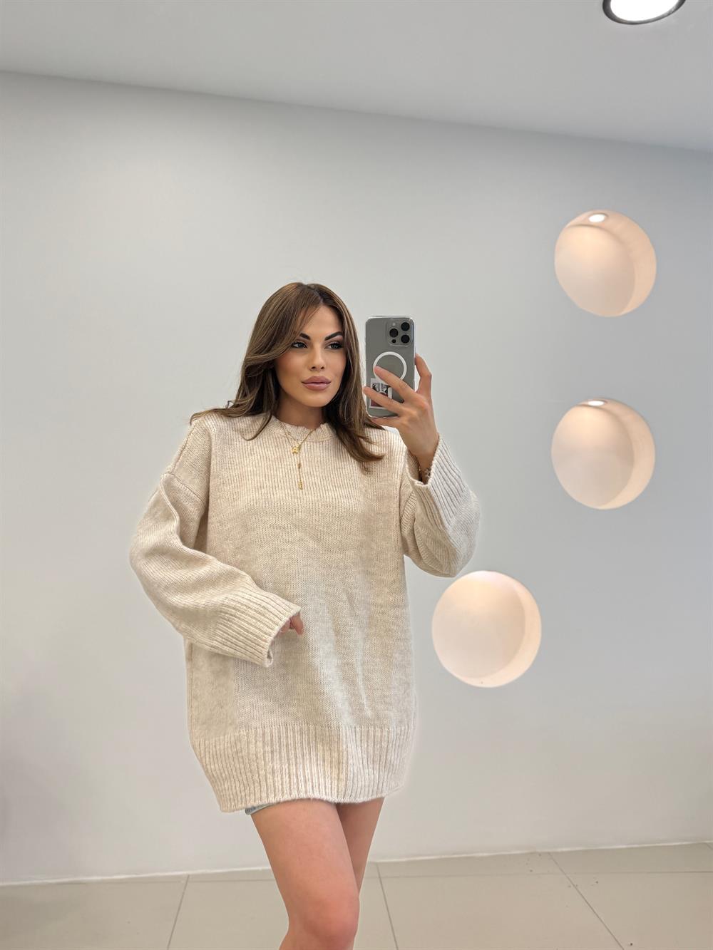 Bi̇si̇klet Yaka Taş Basi̇c Kazak