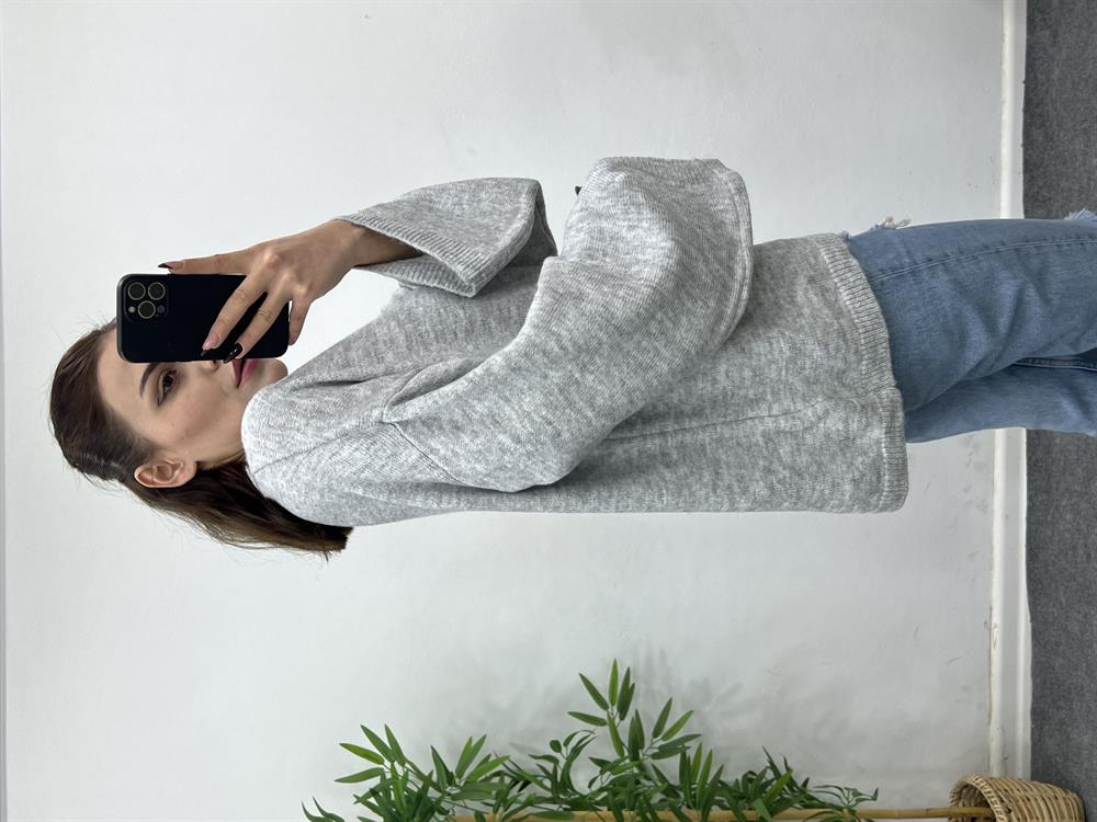 Bi̇si̇klet Yaka Açik Gri̇ Pi̇nterest Kazak