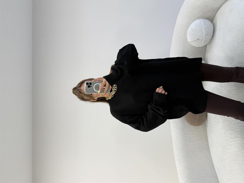 BİSİKLET YAKA BASİC KAZAK SİYAH