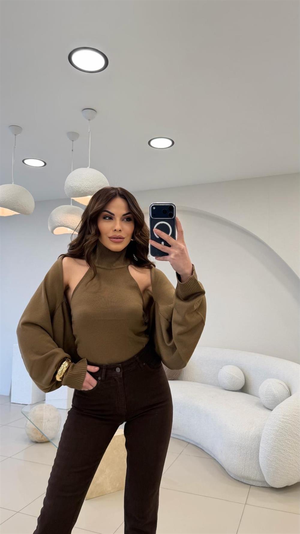 BOLERO DETAYLI TRİKO CAMEL