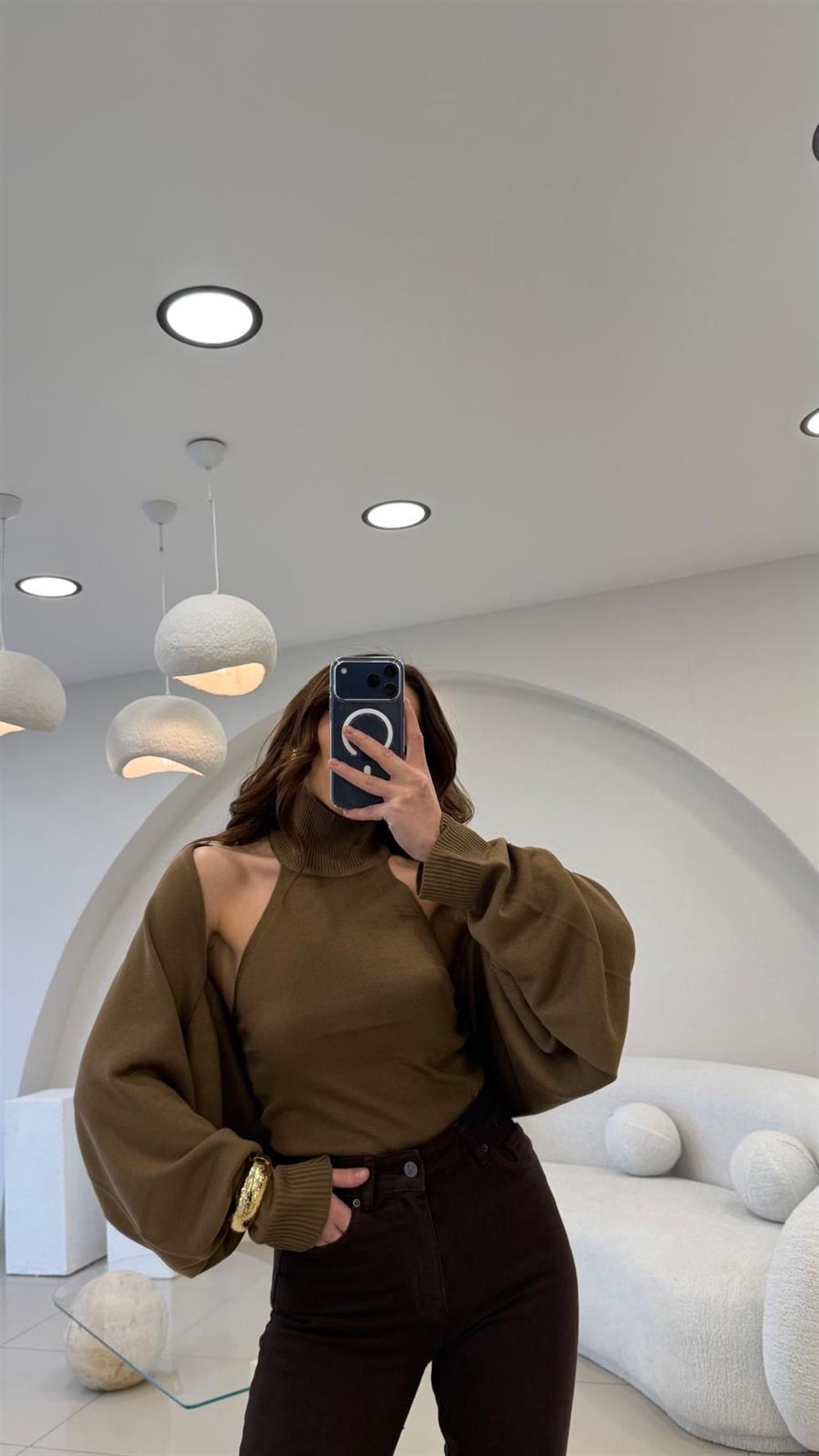 BOLERO DETAYLI TRİKO CAMEL