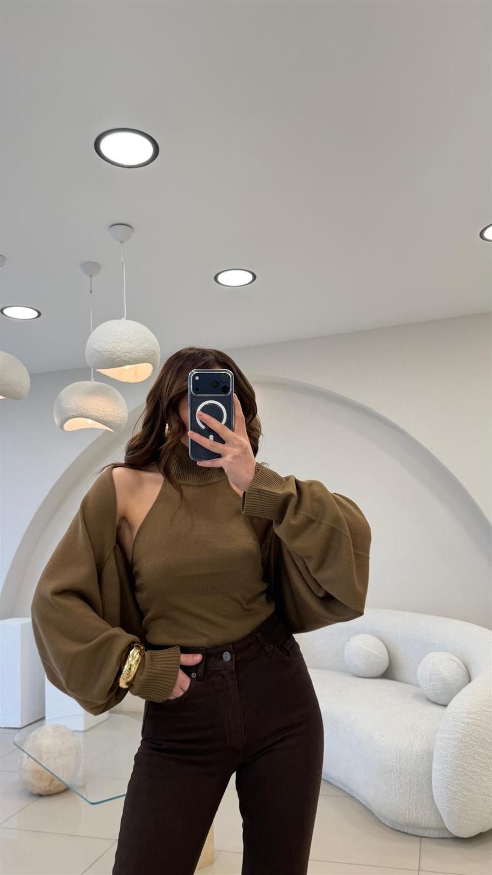 BOLERO DETAYLI TRİKO CAMEL