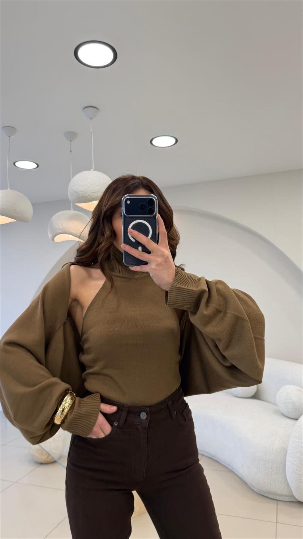 BOLERO DETAYLI TRİKO CAMEL