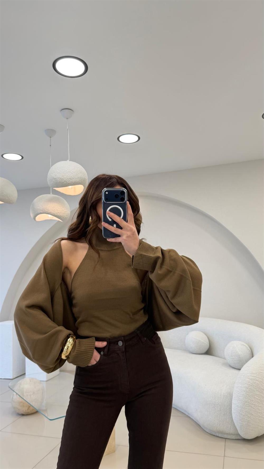 BOLERO DETAYLI TRİKO CAMEL