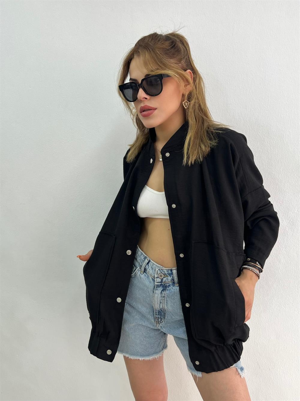 Bomber Keten Ceket Si̇yah