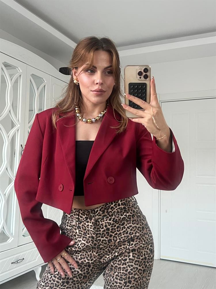 Bordo Astarli Blazer Ceket