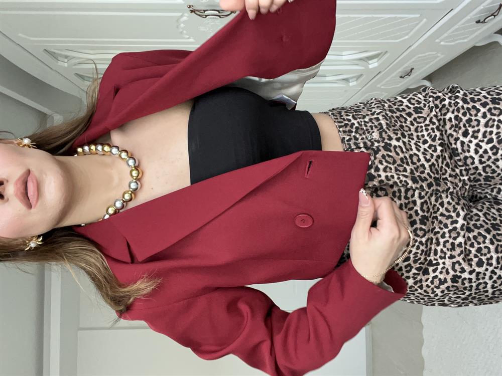 Bordo Astarli Blazer Ceket