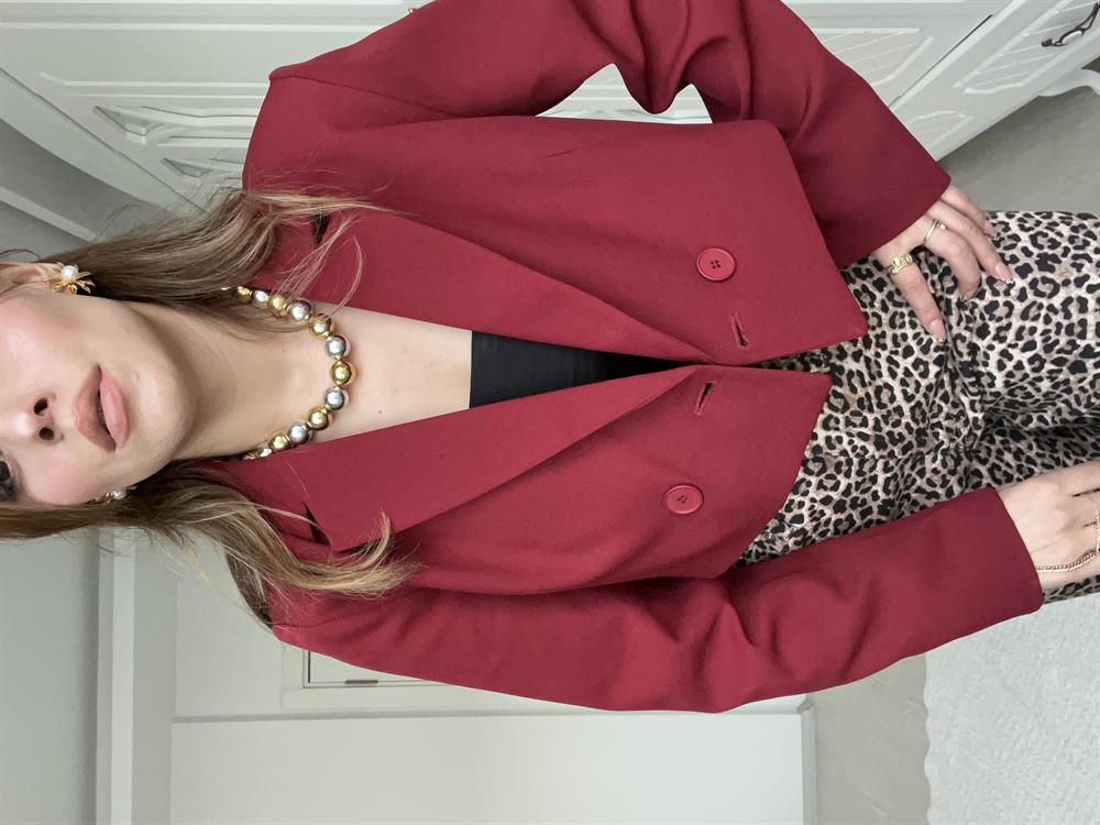 Bordo Astarli Blazer Ceket