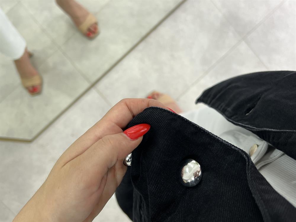 Broş Detayli Blazer Deni̇m Ceket Antrasi̇t