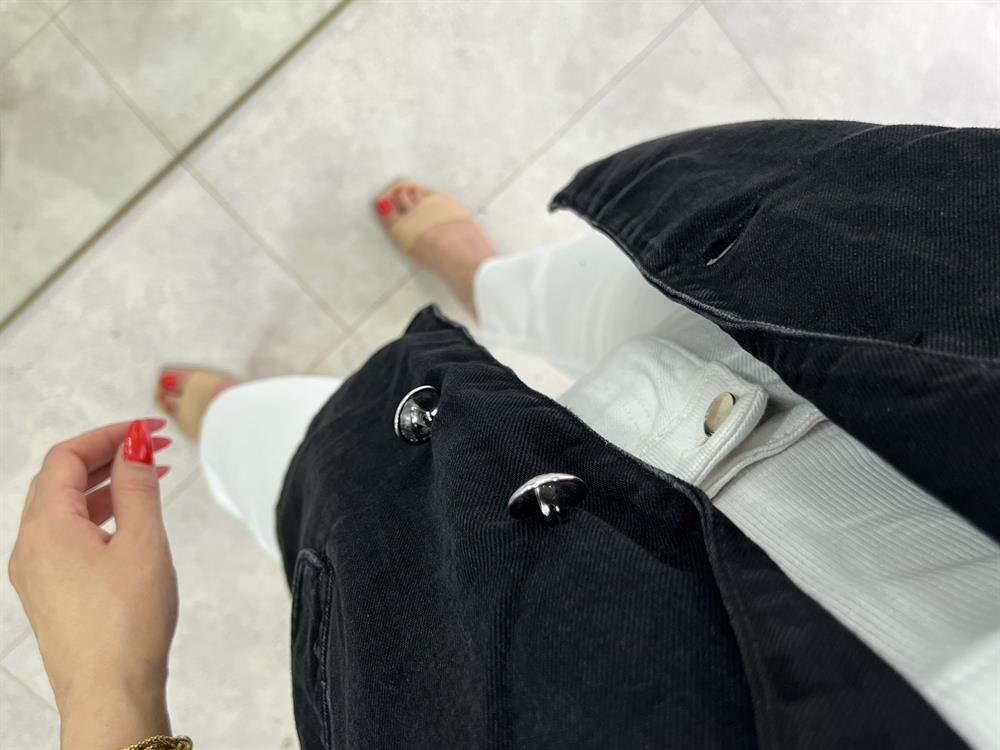 Broş Detayli Blazer Deni̇m Ceket Antrasi̇t