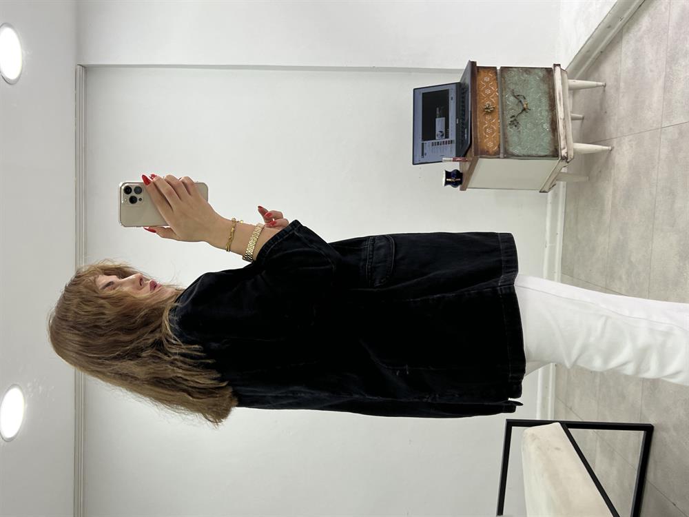 Broş Detayli Blazer Deni̇m Ceket Antrasi̇t