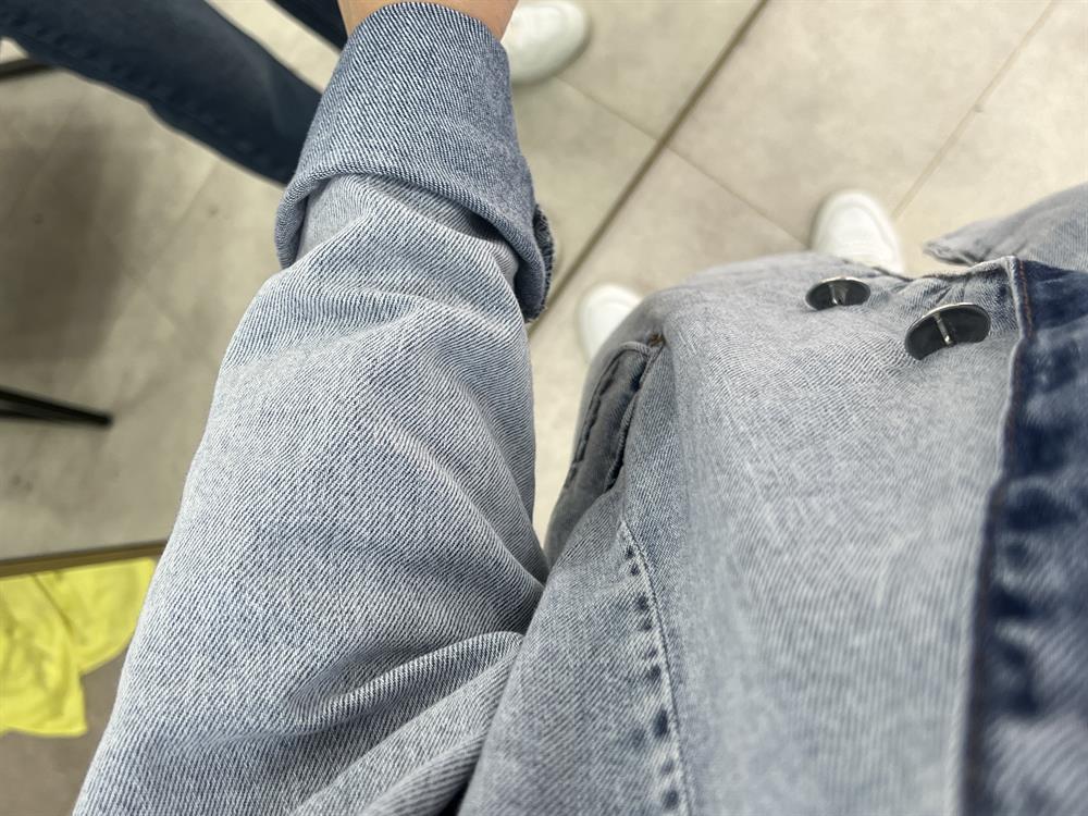 Broş Detayli Blazer Deni̇m Ceket Buz Mavi̇